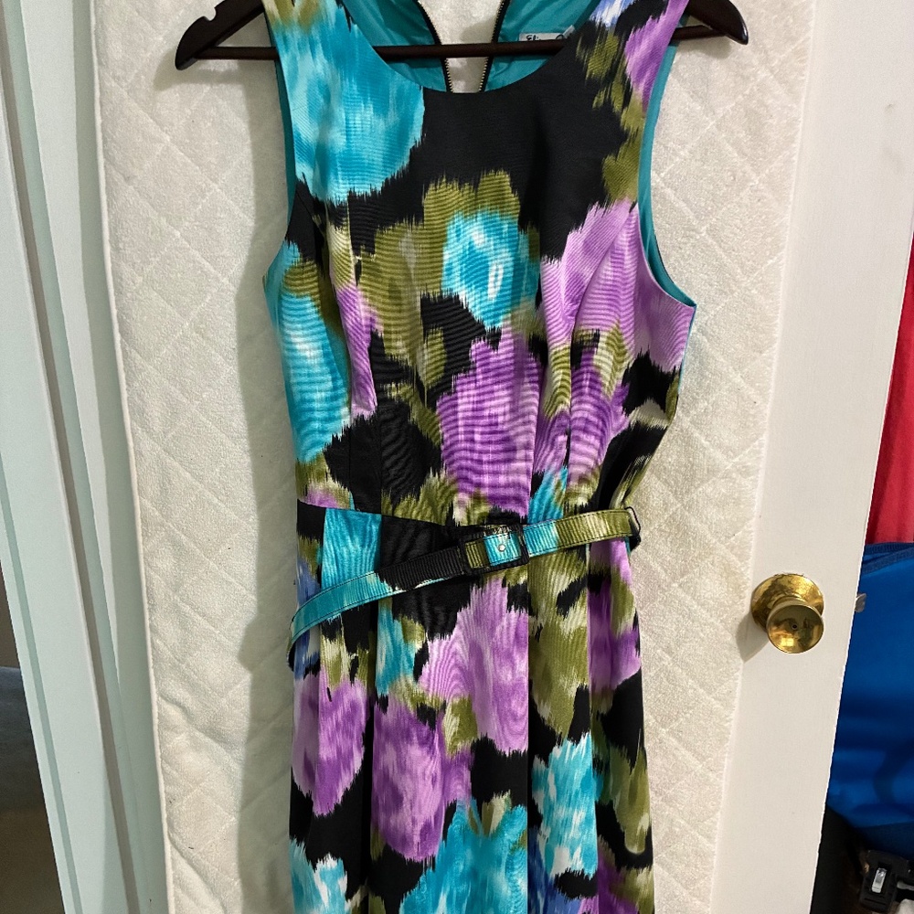 Vintage Eliza J Womens cocktail dress multicolor heavy feel to fabric Size 10